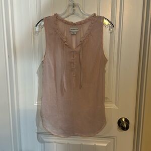 Liz Claiborne size medium sheer blouse with ruffled collar and buttoned front